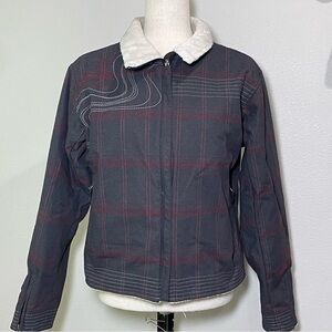 Mountain Hard Wear Commotion Retro Grey Stitched Plaid Winter Jacket Coat Medium